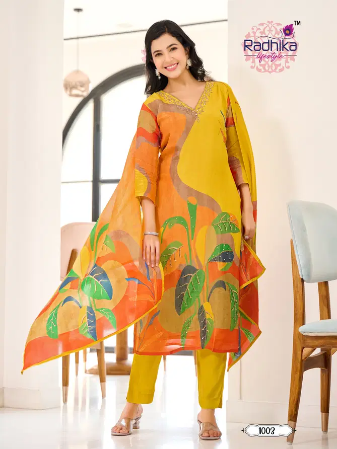 Womaniya Vol 1 By Radhika Schimmer Digital Printed Kurti With Bottom Dupatta Wholesale Online